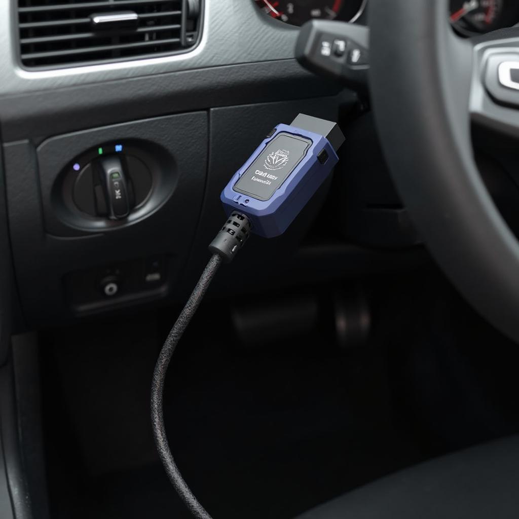 VAG COM OBD2 Cable Connected to Car