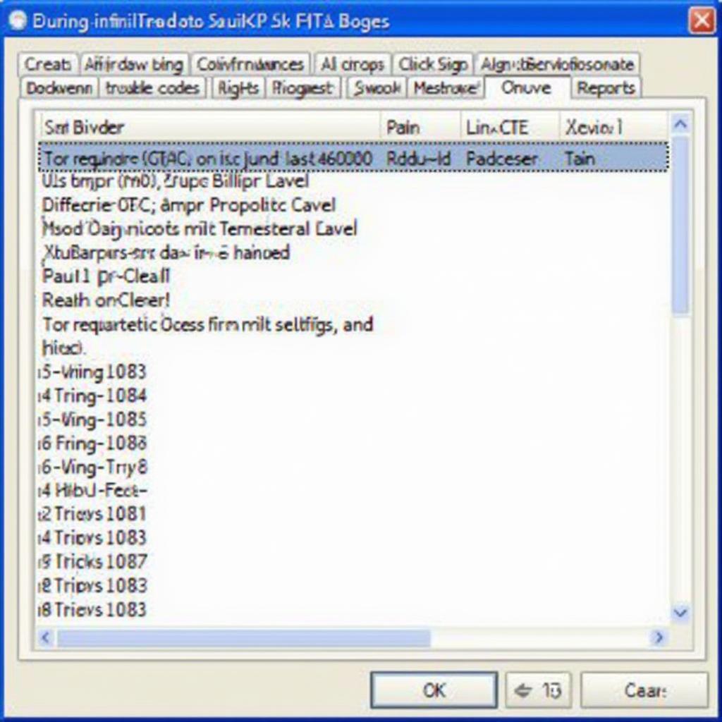 VAG KKL Software Interface Displaying Diagnostic Trouble Codes