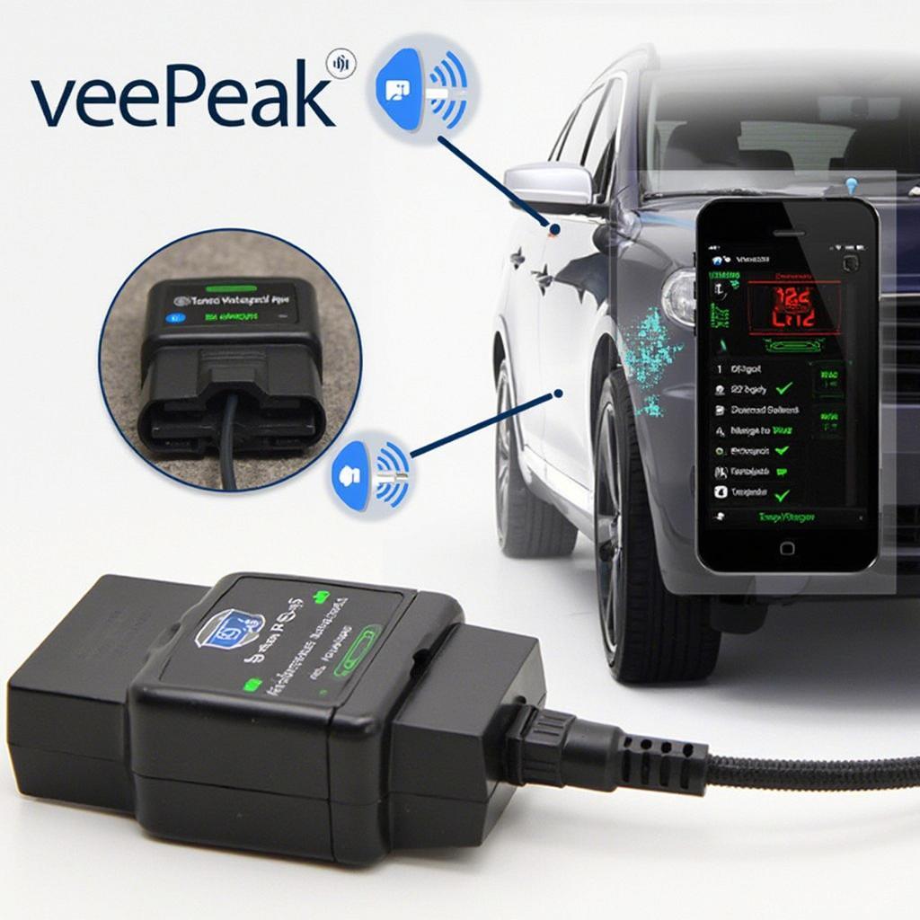 VeePeak Bluetooth OBD2 Scanner Connected to Car's OBD2 Port