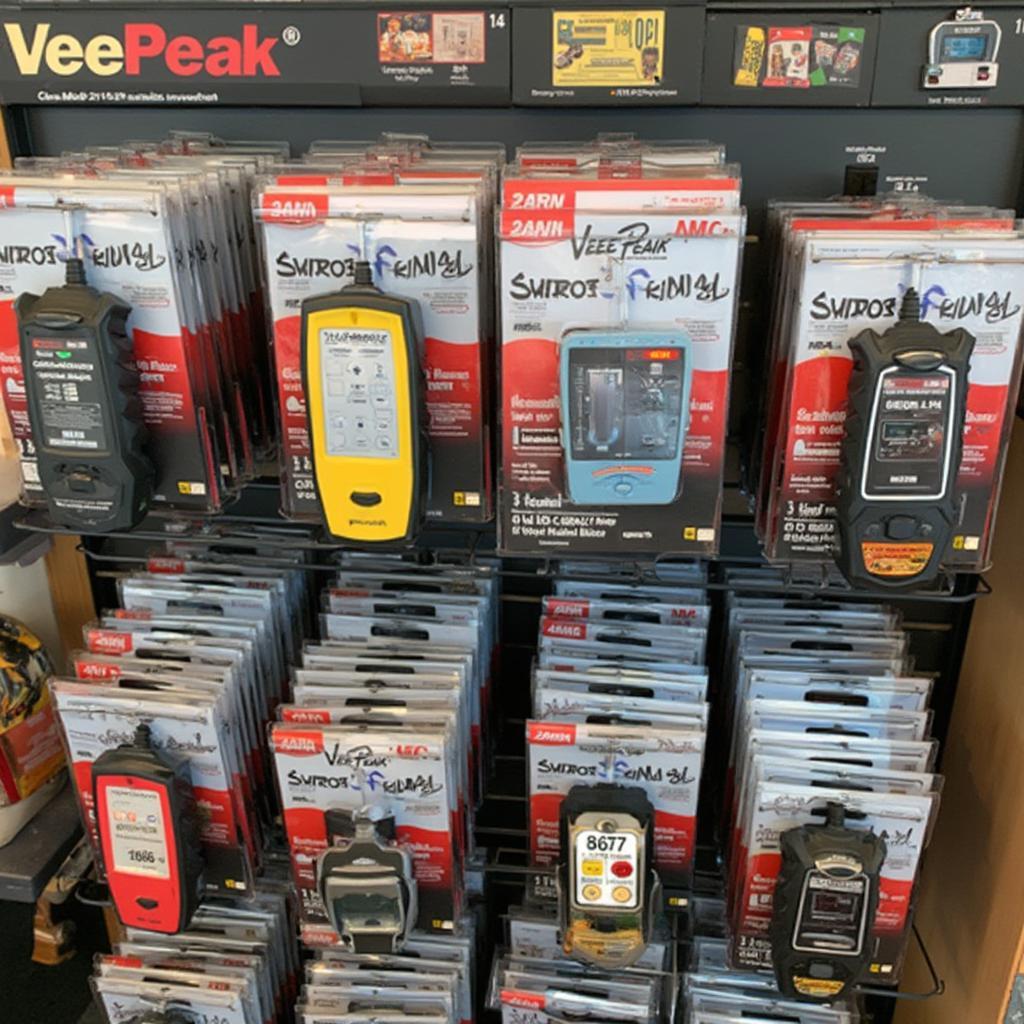 VeePeak OBD2 Scanner Display in an Auto Parts Store in Delray Beach