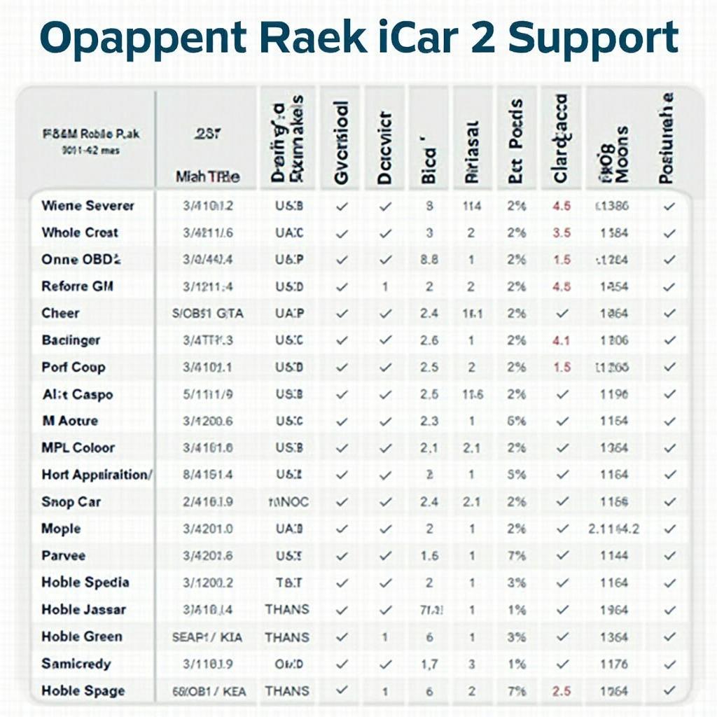 Vgate iCar 2 Bluetooth OBD2 compatibility chart