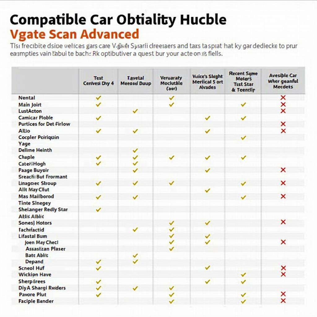 Vgate Scan Advanced Vehicle Compatibility Chart