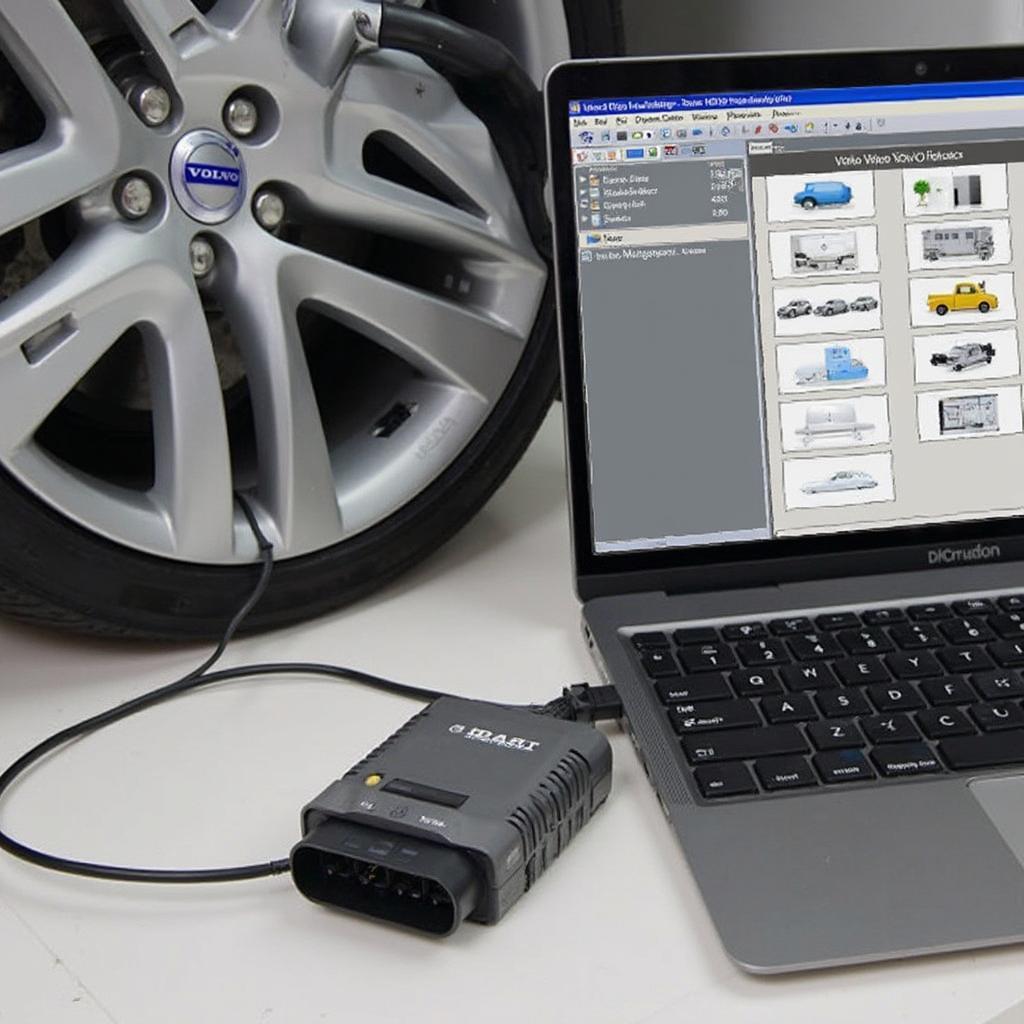 Volvo VIDA Dice Unit Connected to Car for Diagnostics