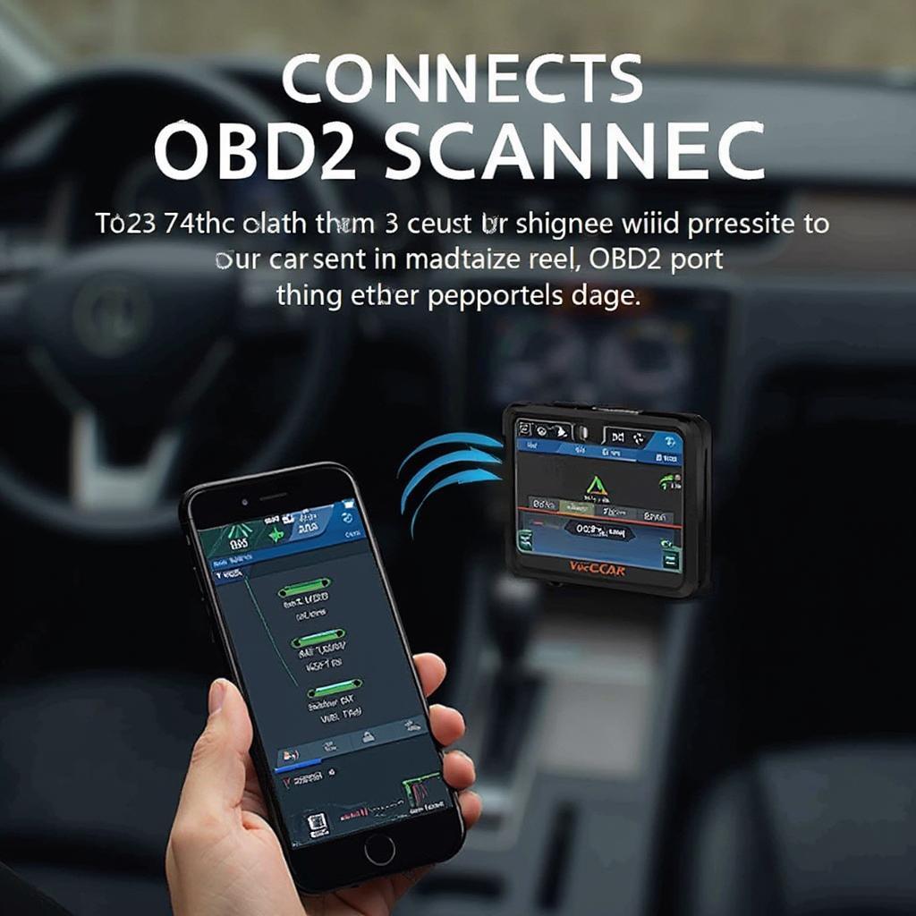 Viecar OBD2 Scanner Connected to Car OBD2 Port