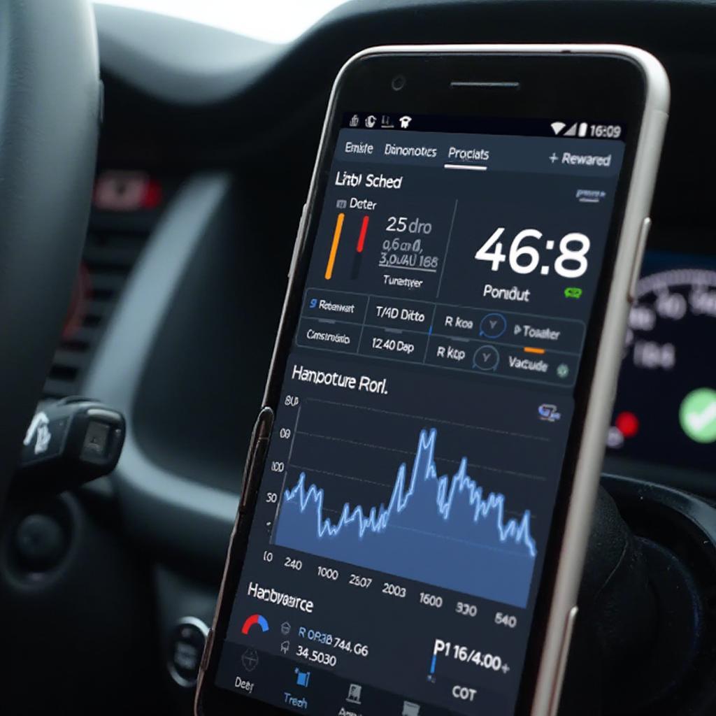 Volvo OBD2 Bluetooth App Displaying Diagnostic Data on a Smartphone