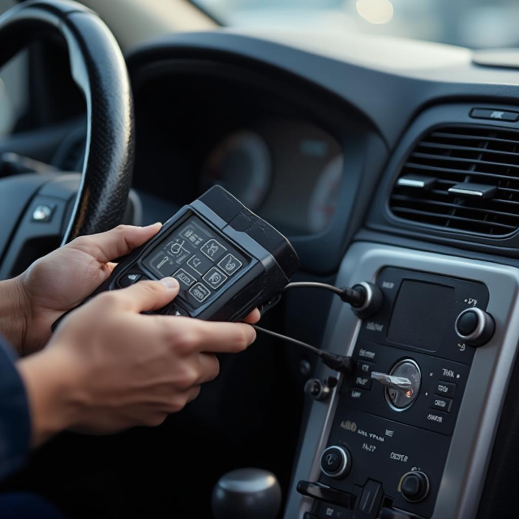 Volvo S40 OBD2 Flashing Tool in Use