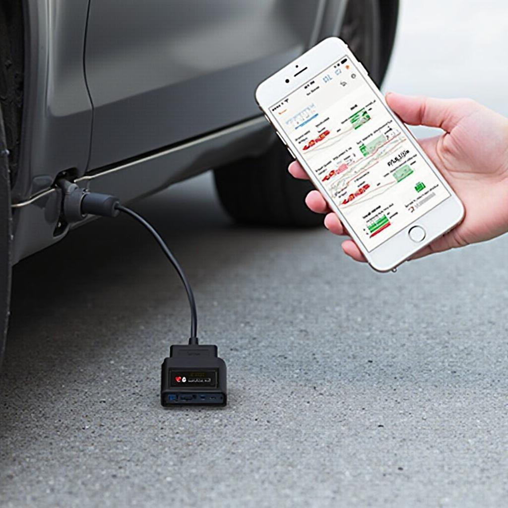 Wireless OBD2 Adapter Connected to Smartphone