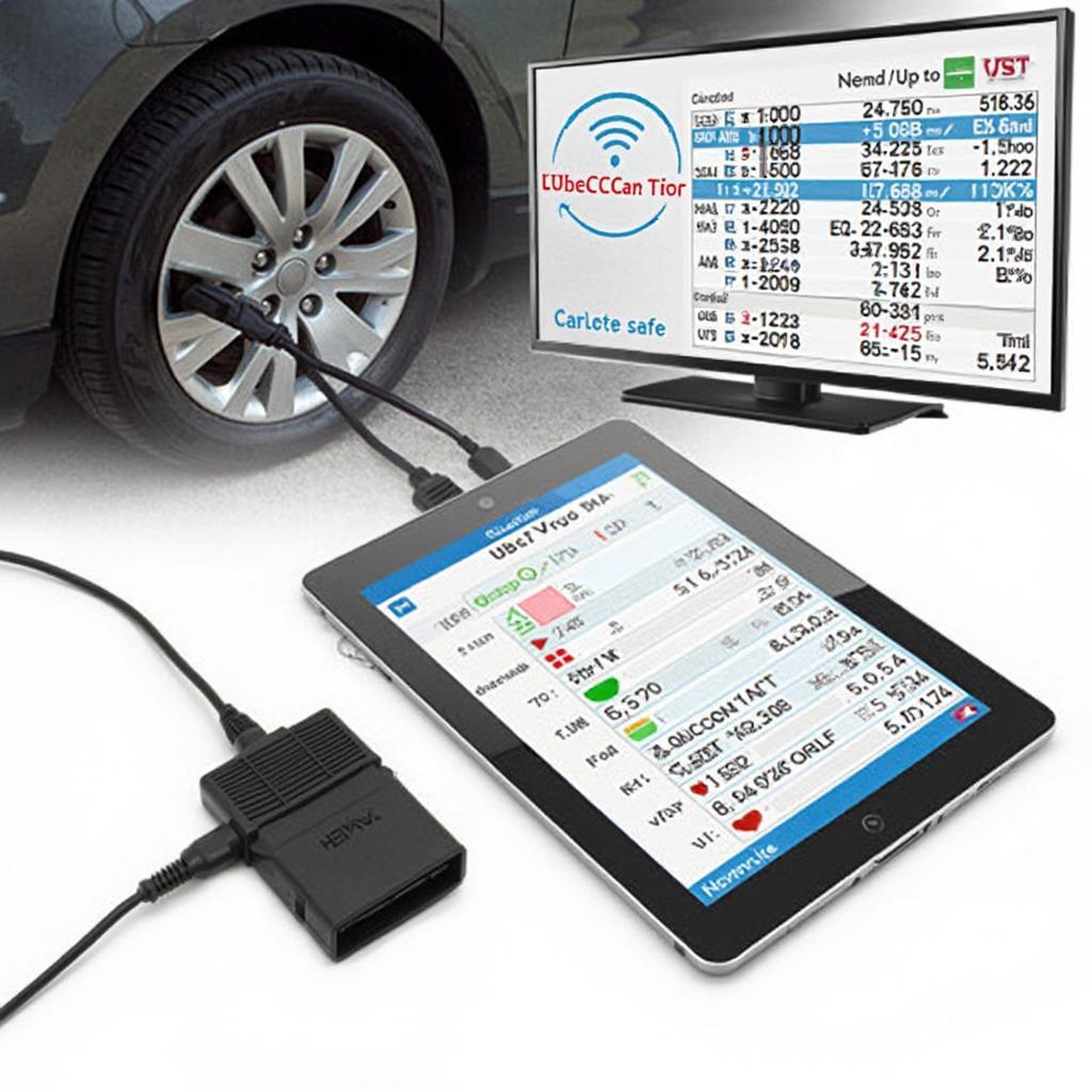 Wireless OBD2 Scanner Connected to Tablet