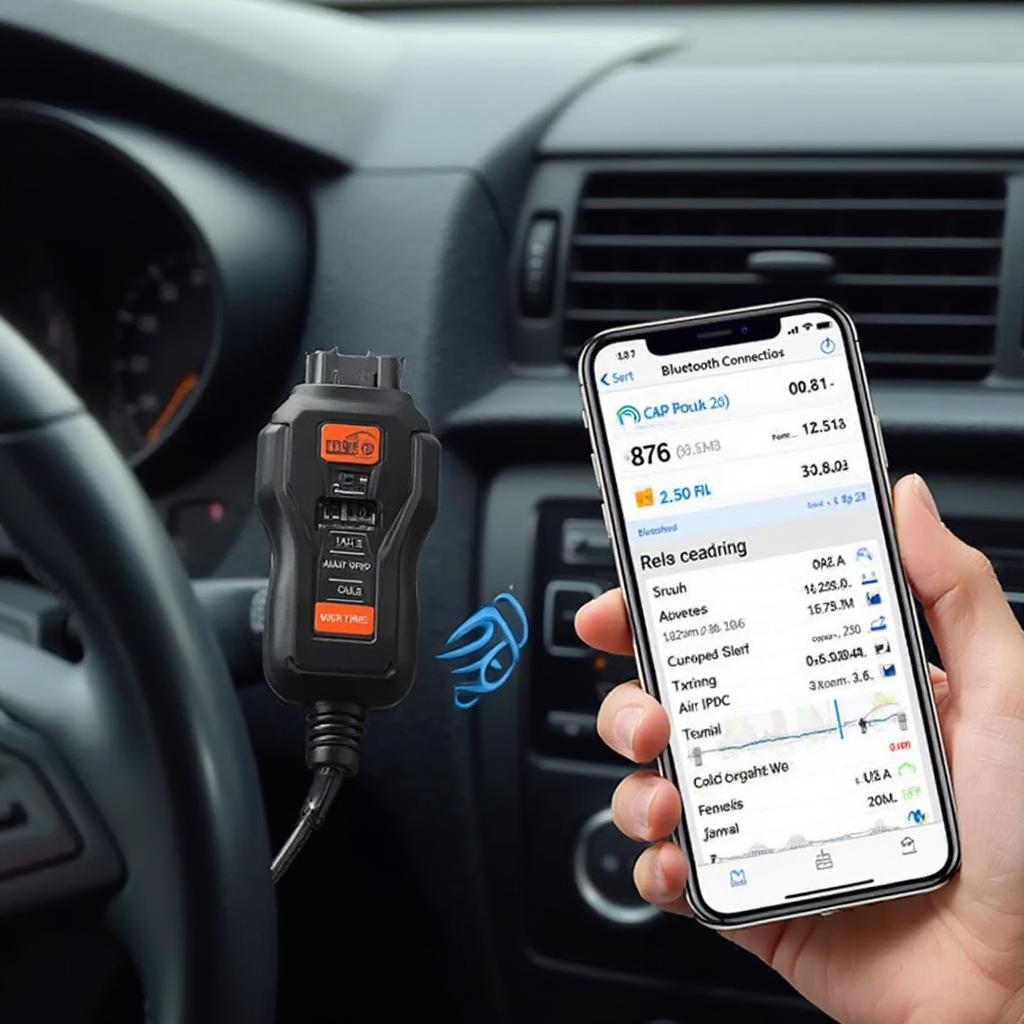 Wireless OBD2 Scanner Connected to Smartphone