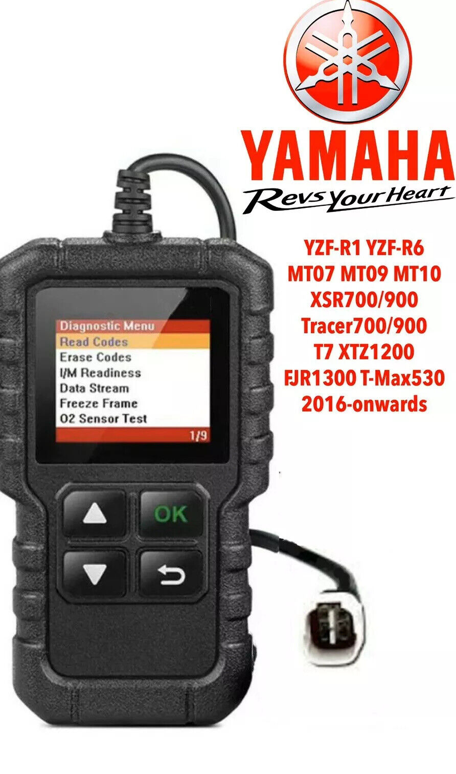 Yamaha FI, OBD2 fault code scanner diagnostic tool MT10 MT09 XSR900 R1 R6 MT07