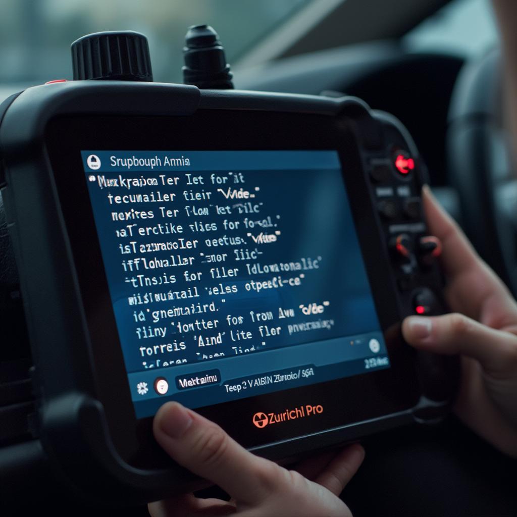 Zurich Pro OBD2 Scanner Displaying Diagnostic Trouble Codes