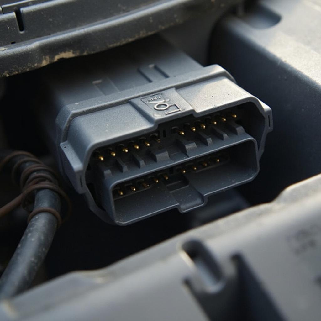 Close-up view of a 1996 Honda Civic OBD2 port