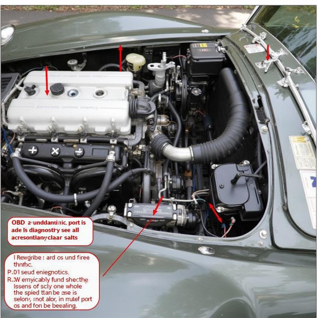 2005 Morgan Roadster Engine Bay Showing OBD2 Port