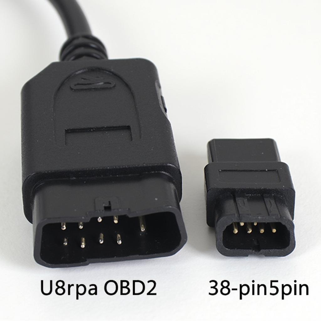 Close-up of a 38-pin OBD2 connector