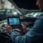 Advanced OBD2 Scan Tool Performing Diagnostics