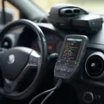 Airbag OBD2 Scanner Connected to Car