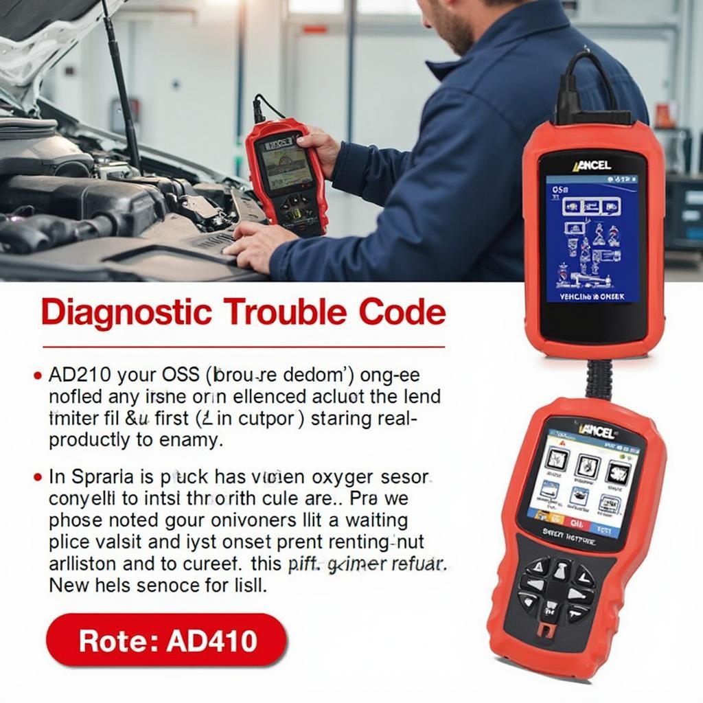 ANCEL AD410 OBD2 Scanner Displaying DTC