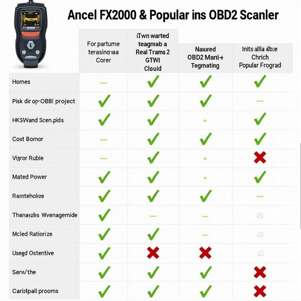 Ancel FX2000 Comparison Chart