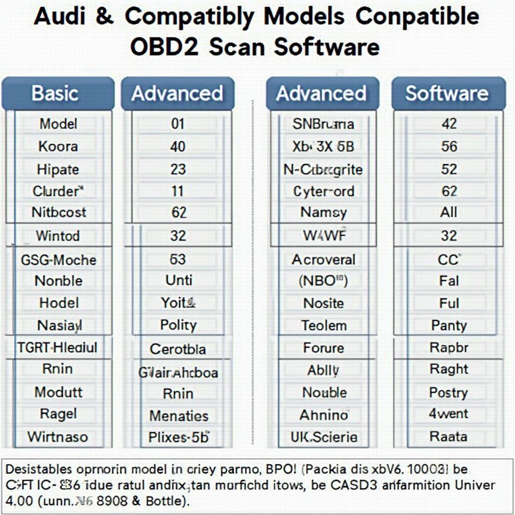 Audi OBD2 Software Compatibility Chart