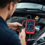 Autel DVOM and Battery Tester OBD2 Scanner in Use