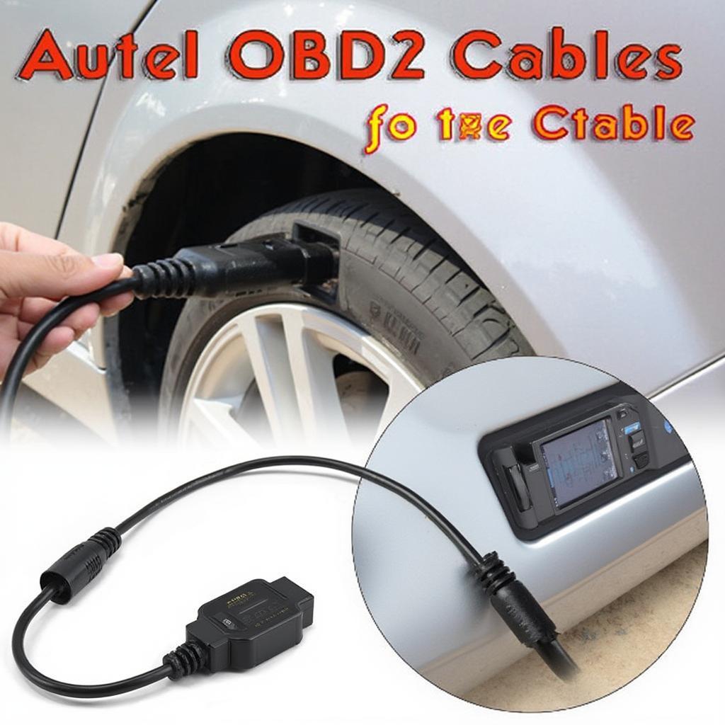 Autel OBD2 Cable Connected to a Vehicle's OBD2 Port