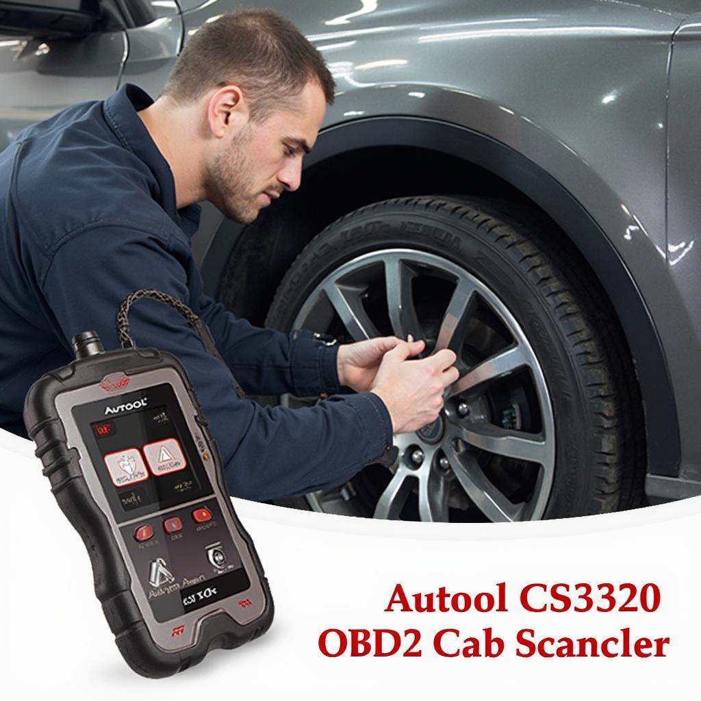 Autool CS320 OBD2 Scanner Being Used by Mechanic