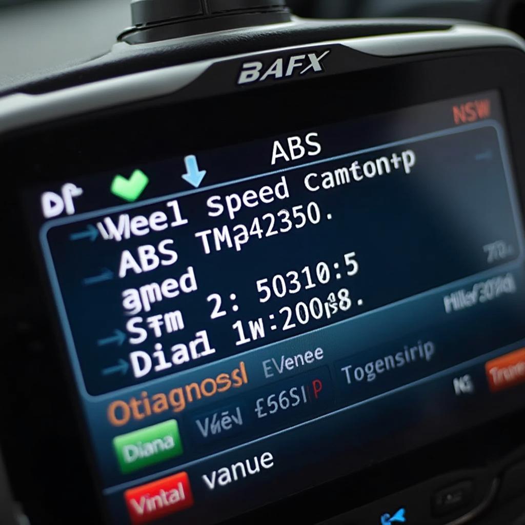 BAFX OBD2 ABS Body Scanner Displaying Diagnostic Information