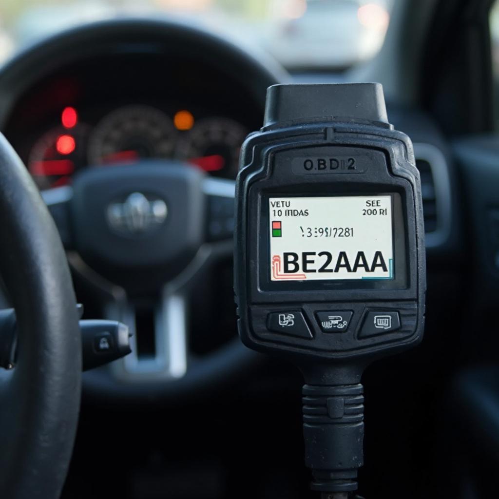 OBD2 Scanner displaying the BE2AAA code