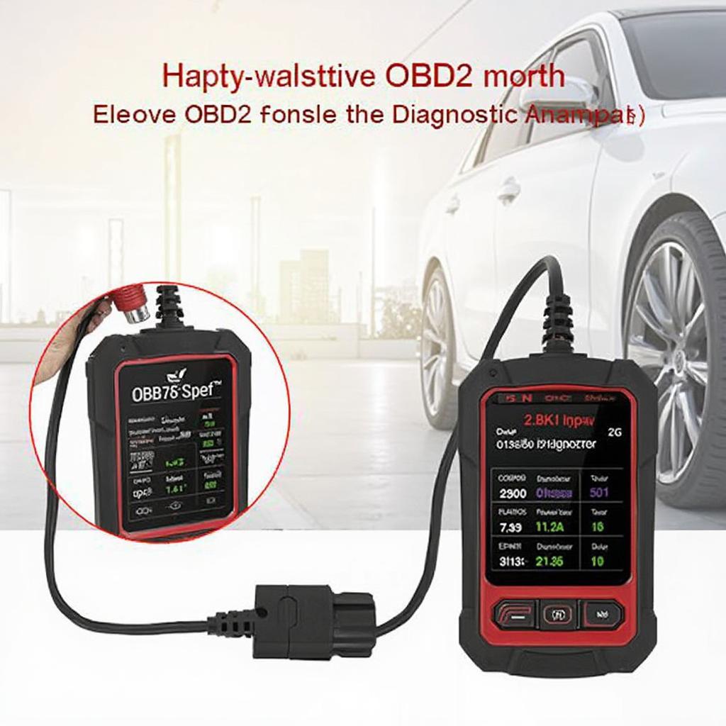 Bidirectional OBD2 scanner plugged into a car's OBD port