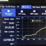 Blue Driver OBD2 scanner displaying steering angle sensor data on screen