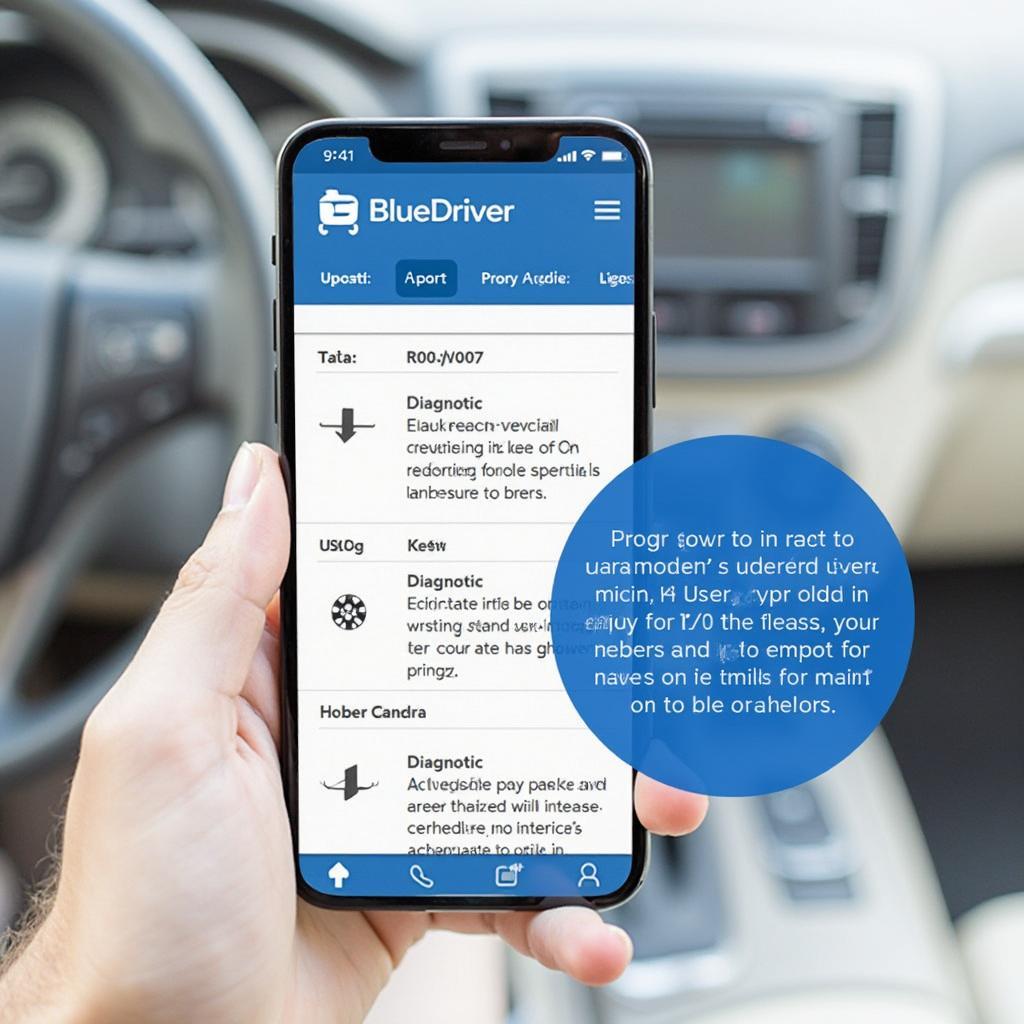 BlueDriver App Interface on Smartphone Displaying Diagnostic Trouble Codes