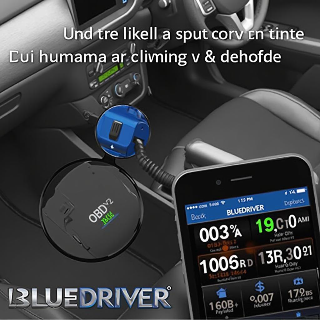 BlueDriver OBD2 Scan Tool Connected to a Car's OBD2 Port