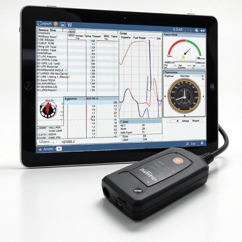 Bluetooth OBD2 Programmer Displaying Performance Data on a Tablet