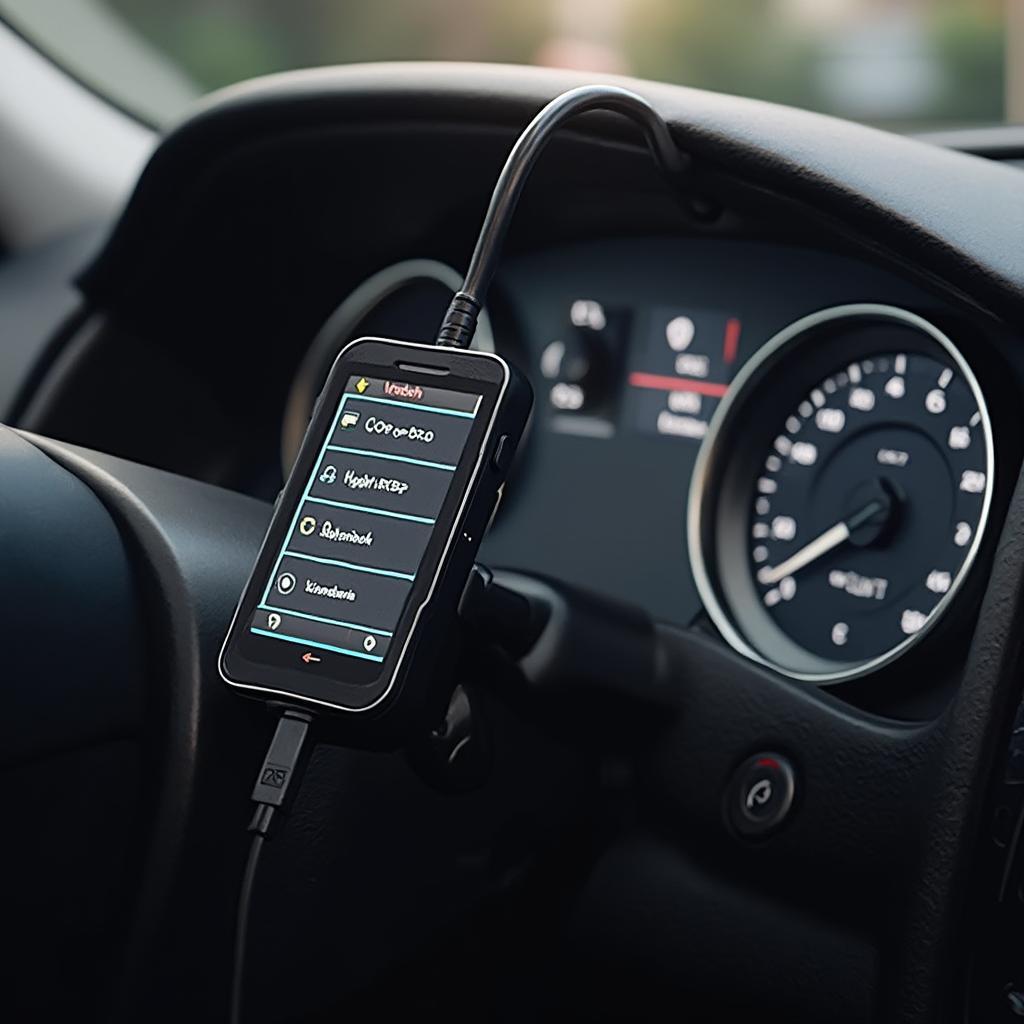 Bluetooth OBD2 Scanner Connected to a Car's OBD2 Port