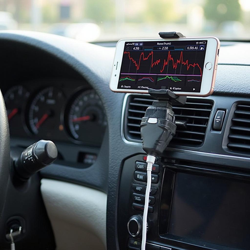 Bluetooth OBD2 Scanner Connected to a Smartphone