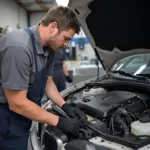 Performing regular maintenance on a BMW 330Ci E46, such as changing the oil and air filter.