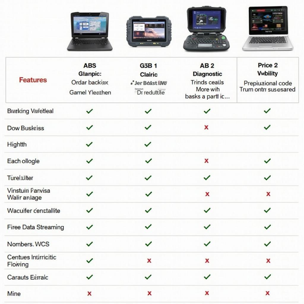 A comparison table highlighting the key features and differences between the Centech OBD2 Scanner 60794 and other similar models.