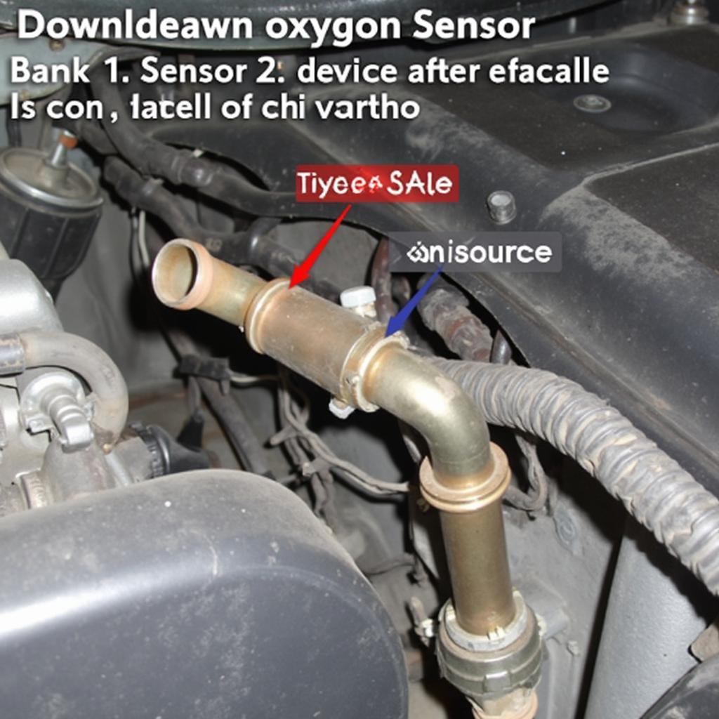 Location of the downstream oxygen sensor on a Chevrolet engine, related to the P0141 code.