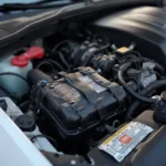 Engine Compartment with Installed Chip Tuning Box OBD2