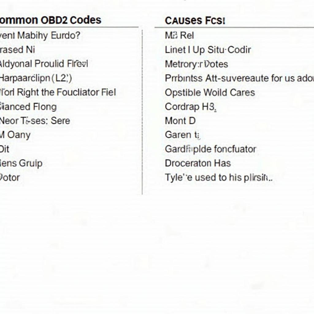 Common 2005 Hyundai Sonata OBD2 Codes