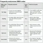 Common OBD2 Codes and Their Meanings: A table listing common OBD2 codes alongside their descriptions and potential causes.