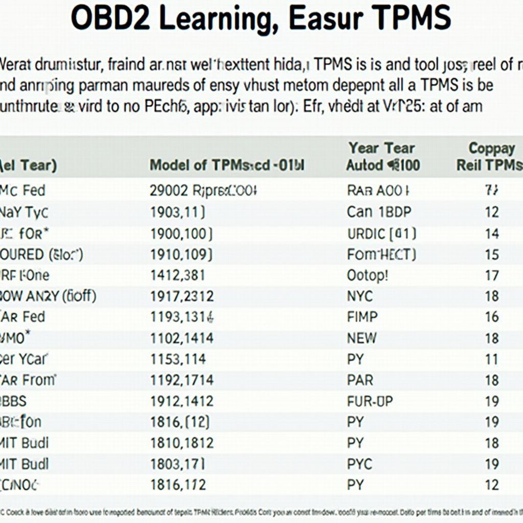 Compatible Vehicles with OBD2 TPMS App