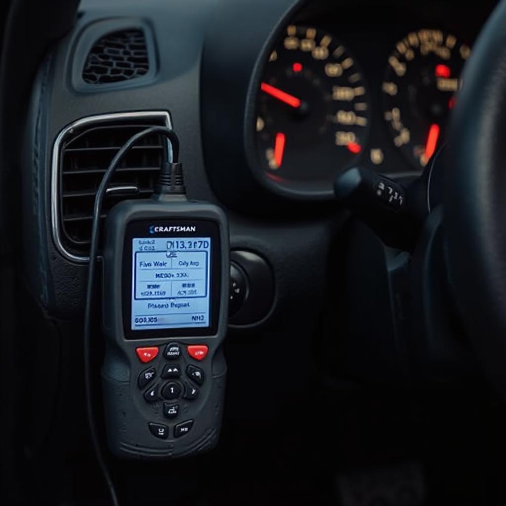 Craftsman OBD2 Scanner Connected to a Saab OBD2 Port