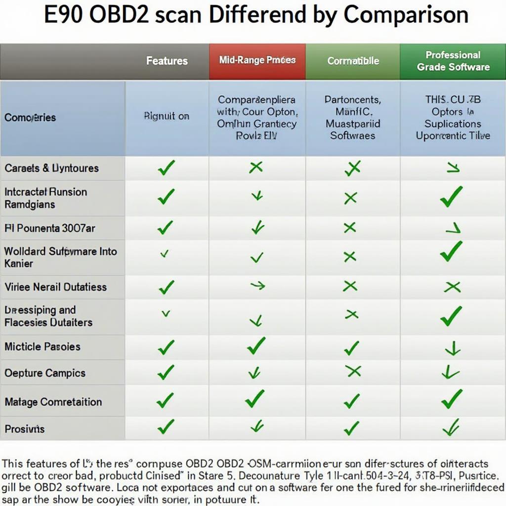 E90 OBD2 Software Comparison Chart