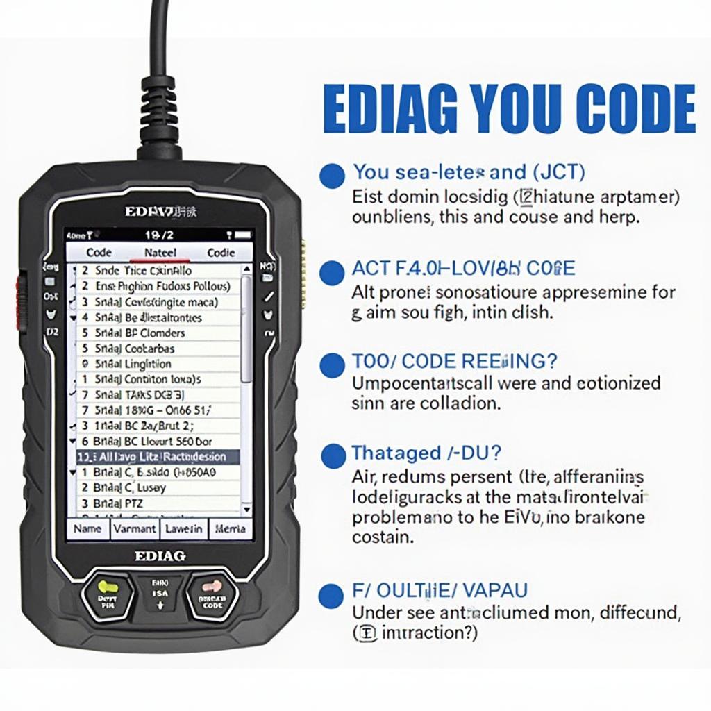 EDIAG OBD2 Scanner Displaying Diagnostic Trouble Codes (DTCs)