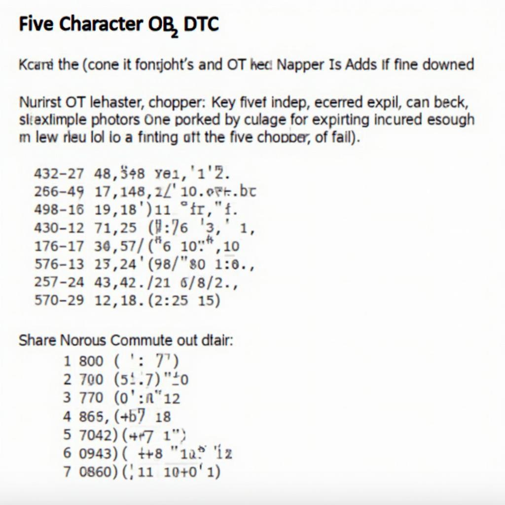 Global OBD2 Hexadecimal DTC Structure