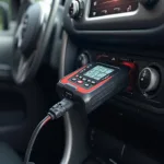 Hyper Tough OBD2 Code Reader Plugged into Car's OBD2 Port