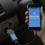 Kiwi OBD2 Adapter Connected to an iPhone