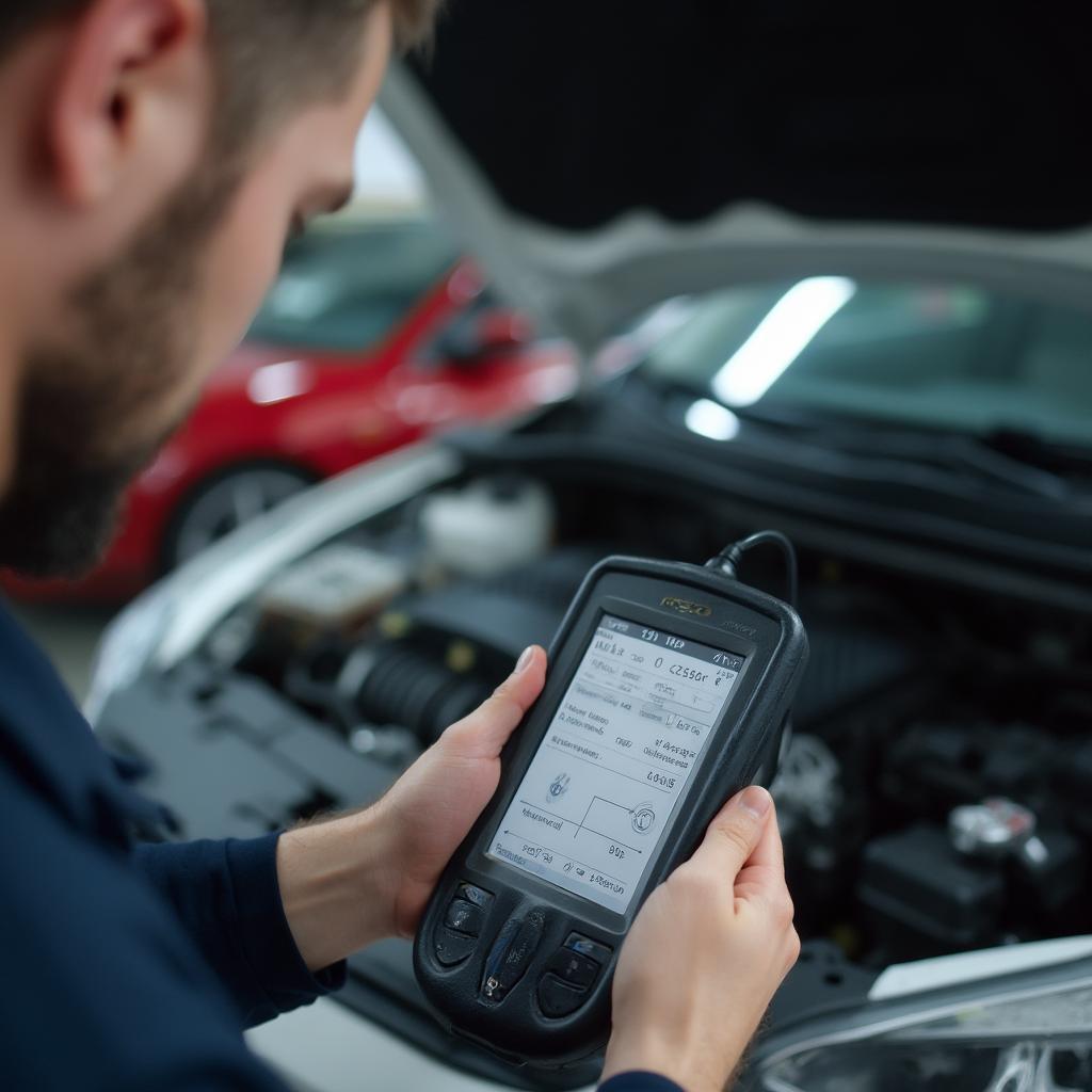 Mechanic Checking OBD2 Codes