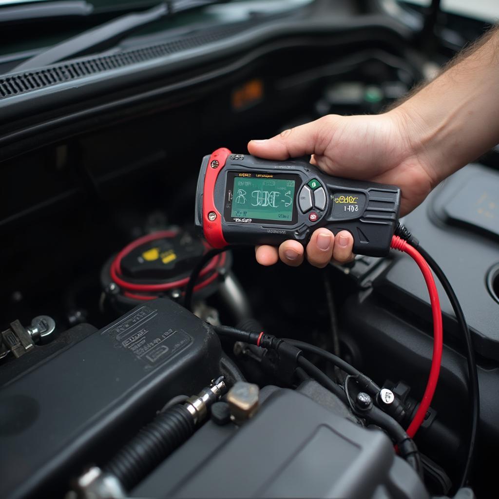 Mechanic Diagnosing P1516 with OBD2 Scanner